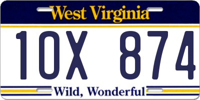 WV license plate 1OX874
