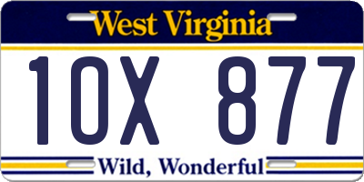WV license plate 1OX877