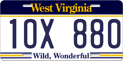 WV license plate 1OX880