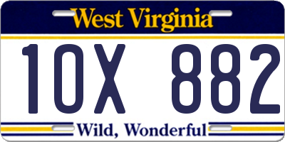 WV license plate 1OX882