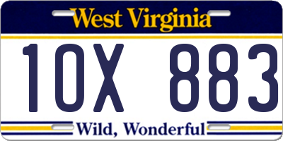 WV license plate 1OX883