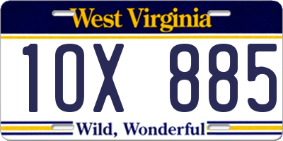WV license plate 1OX885