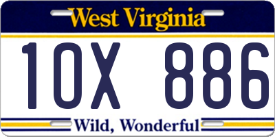 WV license plate 1OX886