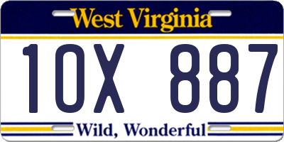 WV license plate 1OX887