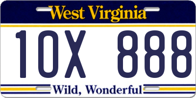 WV license plate 1OX888