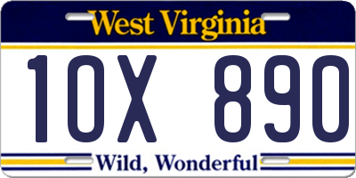 WV license plate 1OX890