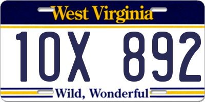 WV license plate 1OX892