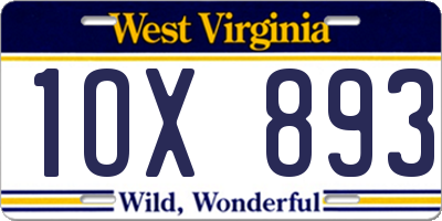 WV license plate 1OX893