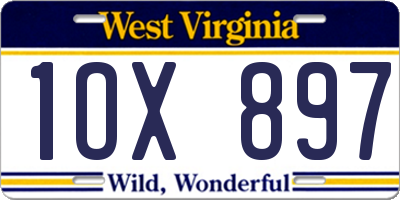 WV license plate 1OX897