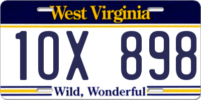 WV license plate 1OX898