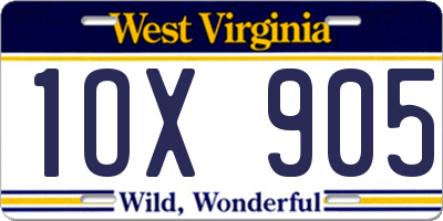 WV license plate 1OX905