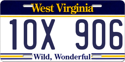 WV license plate 1OX906