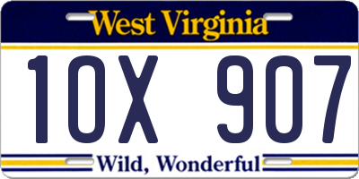 WV license plate 1OX907