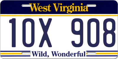 WV license plate 1OX908