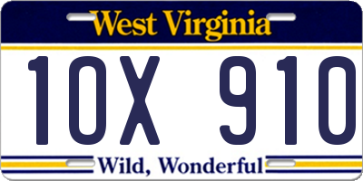 WV license plate 1OX910