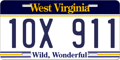 WV license plate 1OX911