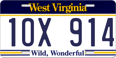 WV license plate 1OX914