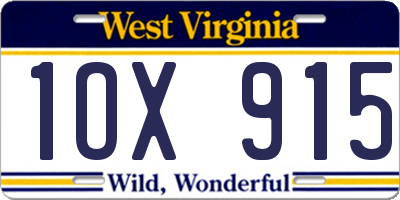 WV license plate 1OX915