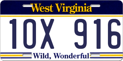 WV license plate 1OX916
