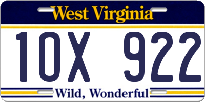 WV license plate 1OX922