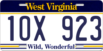 WV license plate 1OX923