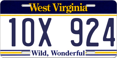 WV license plate 1OX924