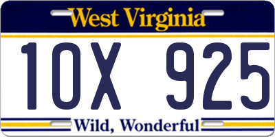 WV license plate 1OX925
