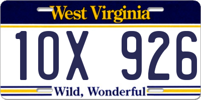 WV license plate 1OX926