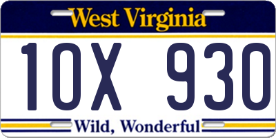 WV license plate 1OX930