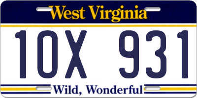 WV license plate 1OX931