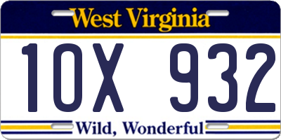 WV license plate 1OX932