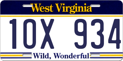 WV license plate 1OX934