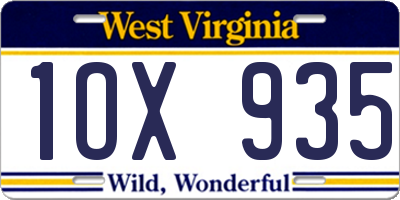 WV license plate 1OX935