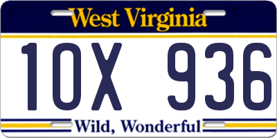 WV license plate 1OX936