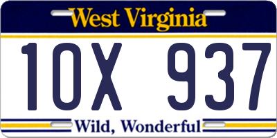 WV license plate 1OX937