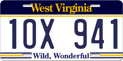WV license plate 1OX941