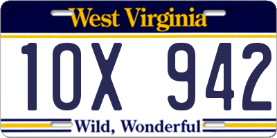 WV license plate 1OX942