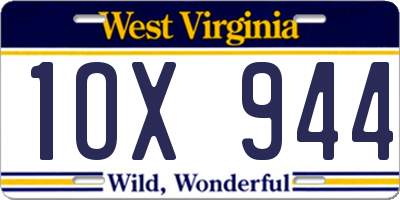 WV license plate 1OX944