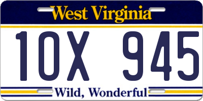 WV license plate 1OX945