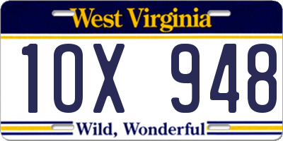 WV license plate 1OX948