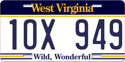 WV license plate 1OX949