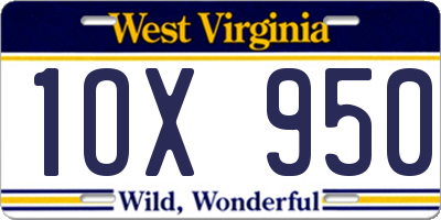 WV license plate 1OX950