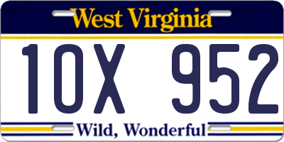 WV license plate 1OX952