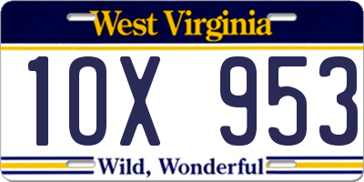 WV license plate 1OX953