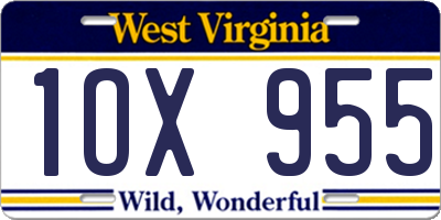 WV license plate 1OX955