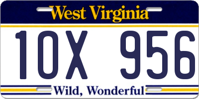 WV license plate 1OX956