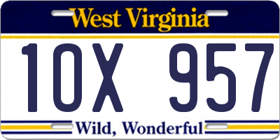 WV license plate 1OX957