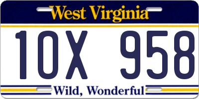WV license plate 1OX958