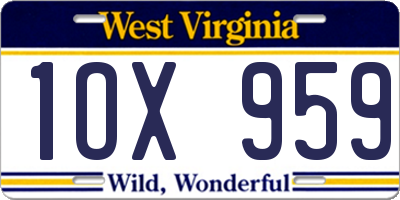 WV license plate 1OX959