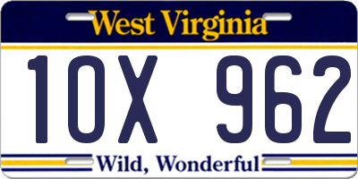 WV license plate 1OX962
